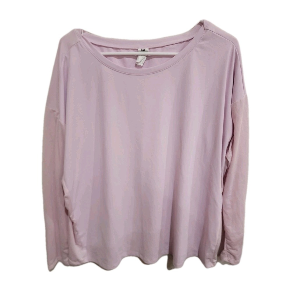 Fabletics‎ Pink Grid Textured Long Sleeve Pullover Top Women's 1X Gorpcore Boho